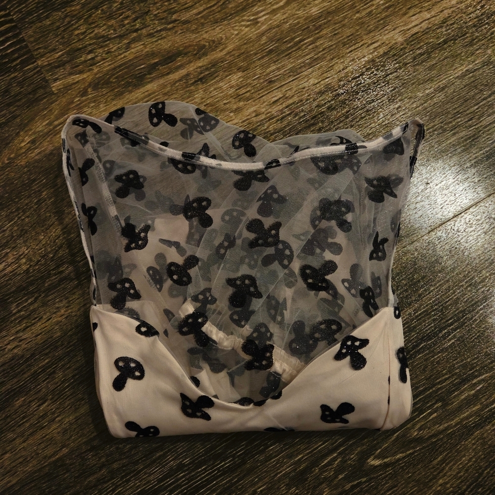 Hot Topic Sheer Sleeve Top with Glitter Design - Picture 5 of 5